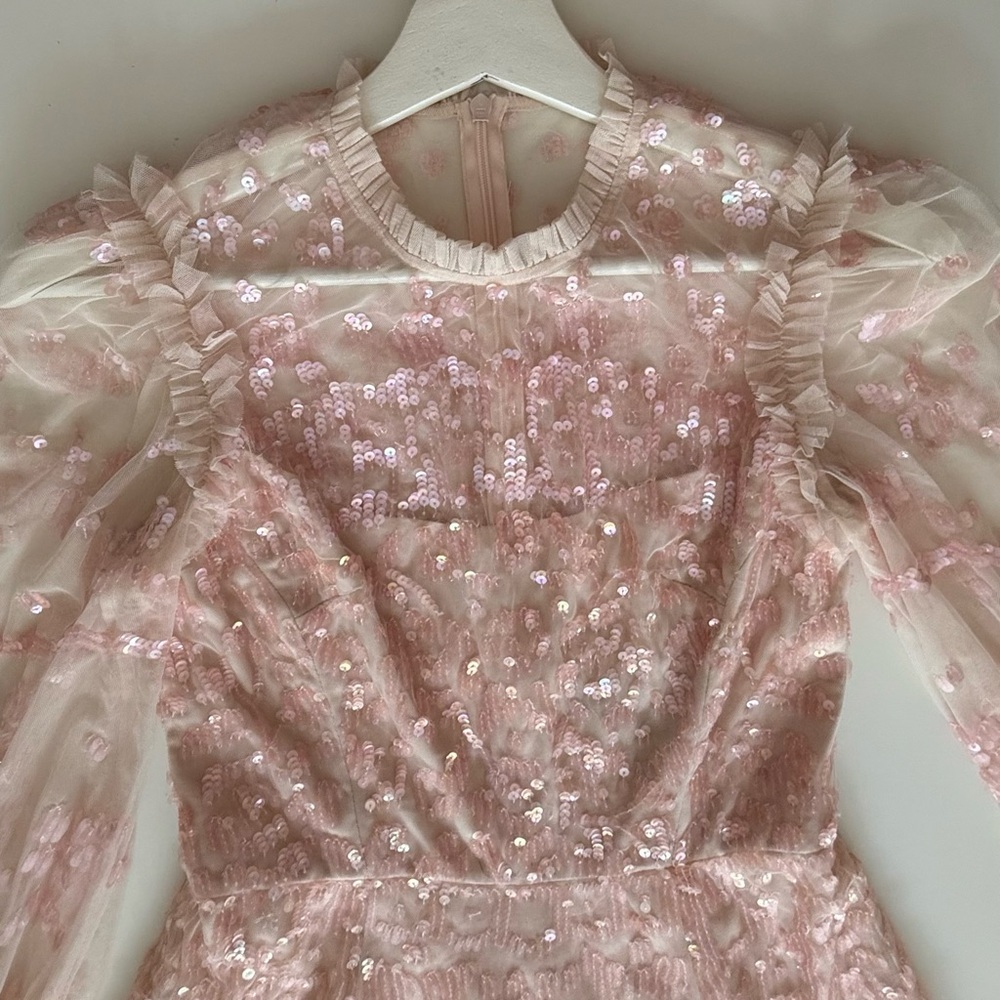Needle & Thread Blush Pink Sequin Mini Dress Size 2 Romantic - Picture 11 of 13